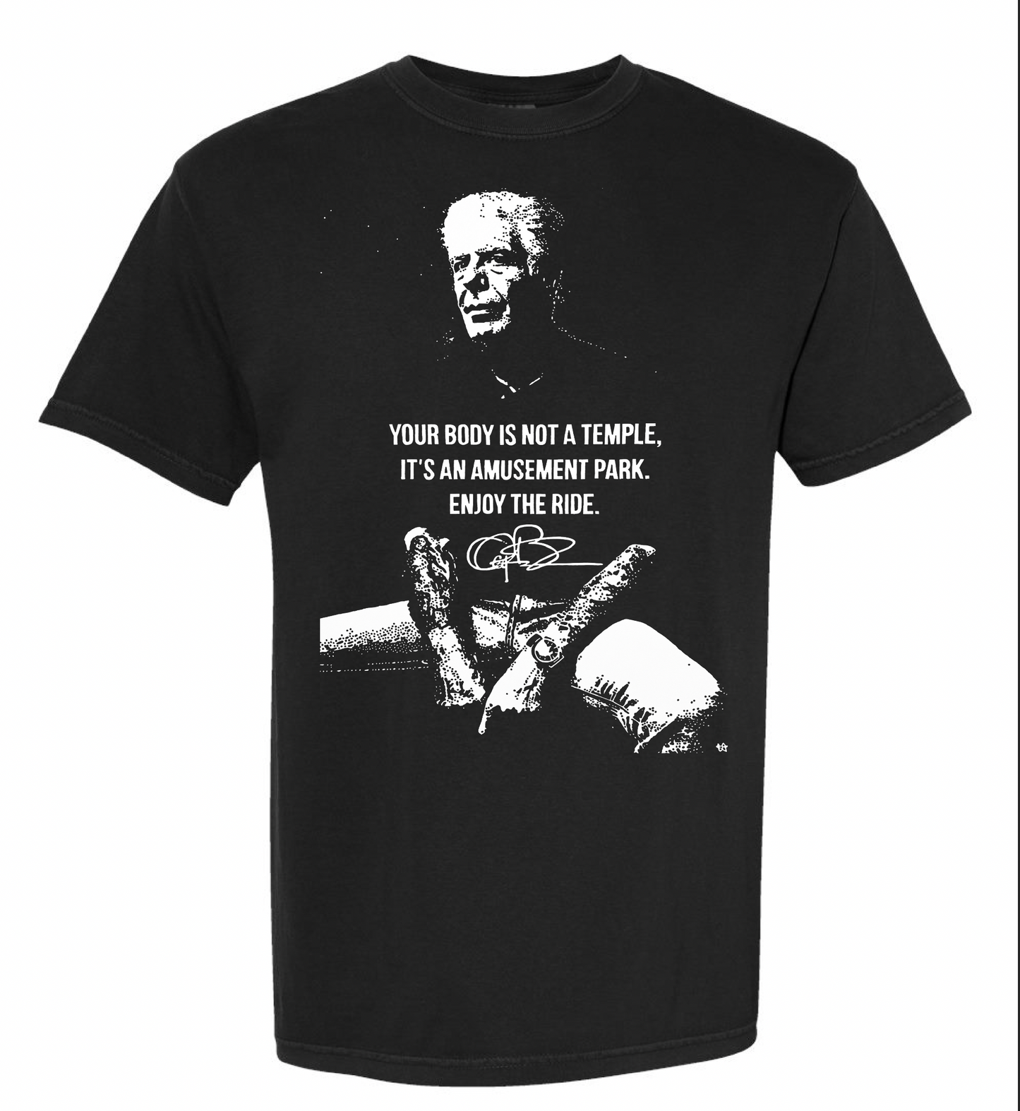Anthony Bourdain Enjoy the Ride Premium Black T-shirt